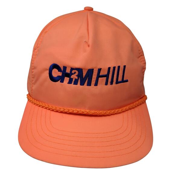 CH2M Hill Snapback 5 Panel Cap Orange One Size Adjustable Rope Speedway - Picture 1 of 10